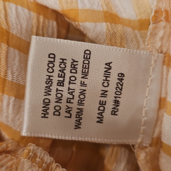 💕SKIES ARE BLUE💕 Checkered Smocked Top Yellow Mustard Gingham Print Large NWT - Picture 12 of 12